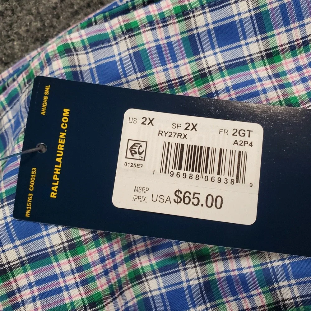 Polo Ralph Lauren Pajama Pants Mens 2X RY27RX Blue Plaid NEW